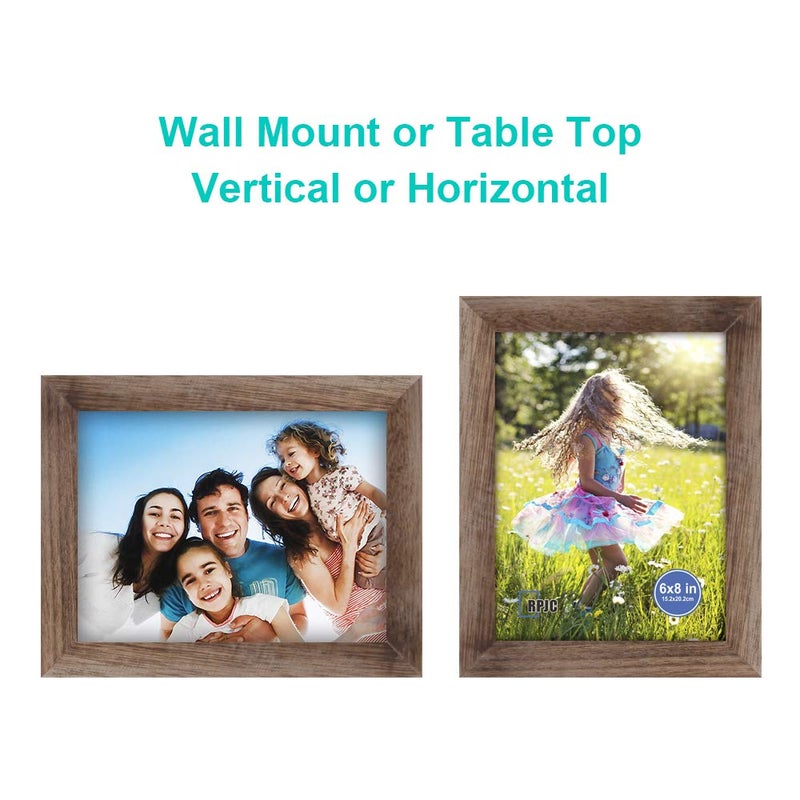 RPJC 6x8 inch Picture Frame Made of Solid Wood and High Definition Glass Display Pictures for Table Top Display and Wall Mounting Photo Frame with Stand Carbonized - Image 5